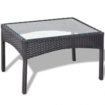 4-tlg. Garten-Lounge-Set mit Auflagen Poly Rattan Schwarz