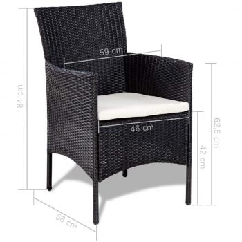 4-tlg. Garten-Lounge-Set mit Auflagen Poly Rattan Schwarz