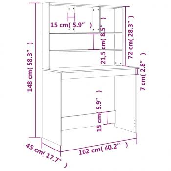 Schreibtisch mit Regal Schwarz 102x45x148 cm Holzwerkstoff