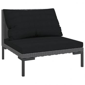 7-tlg. Garten-Lounge-Set mit Kissen Poly Rattan Dunkelgrau