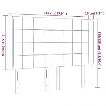 LED Kopfteil Schwarz 147x16x118/128 cm Stoff