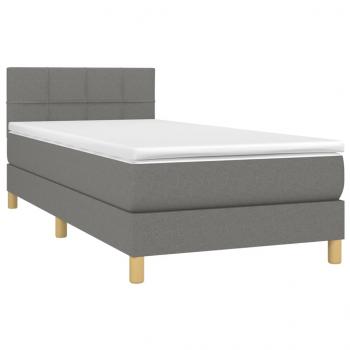 Boxspringbett mit Matratze & LED Dunkelgrau 90x200 cm Stoff