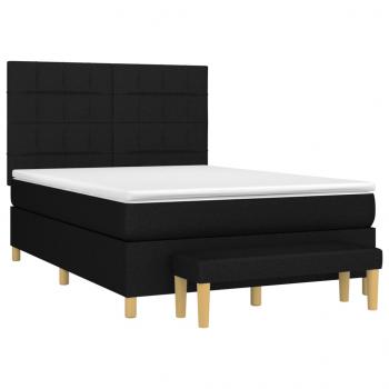 Boxspringbett mit Matratze Schwarz 140x190 cm Stoff