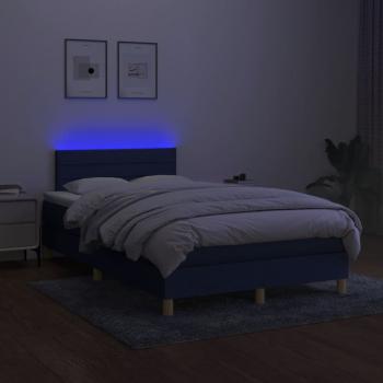 Boxspringbett mit Matratze & LED Blau 120x200 cm Stoff