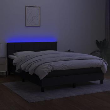 Boxspringbett mit Matratze & LED Schwarz 140x200 cm Stoff