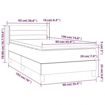 Boxspringbett mit Matratze Schwarz 90x190 cm Samt