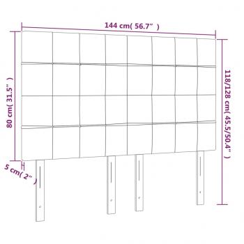 LED Kopfteil Schwarz 144x5x118/128 cm Stoff