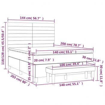 Boxspringbett mit Matratze Dunkelgrau 140x200 cm Samt