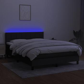 Boxspringbett mit Matratze & LED Schwarz 140x190 cm Stoff