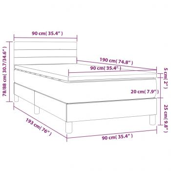 Boxspringbett mit Matratze Dunkelgrau 90x190 cm Samt