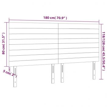 LED Kopfteil Dunkelgrau 180x5x118/128 cm Samt