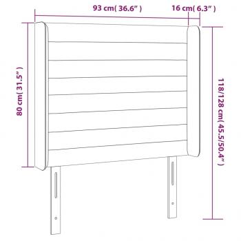 LED Kopfteil Dunkelgrau 93x16x118/128 cm Samt