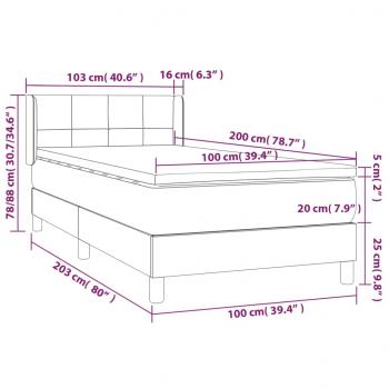 Boxspringbett mit Matratze Dunkelblau 100x200 cm Samt