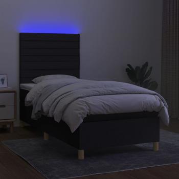 Boxspringbett mit Matratze & LED Schwarz 100x200 cm Stoff