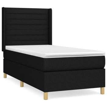 Boxspringbett mit Matratze Schwarz 100x200 cm Stoff