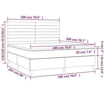 Boxspringbett mit Matratze & LED Dunkelgrau 180x200 cm Samt