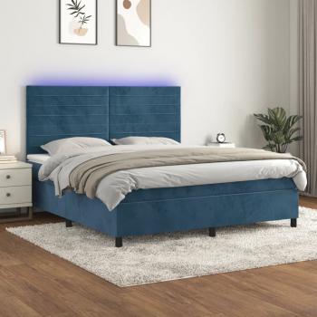 ARDEBO.de - Boxspringbett mit Matratze & LED Dunkelblau 180x200 cm Samt