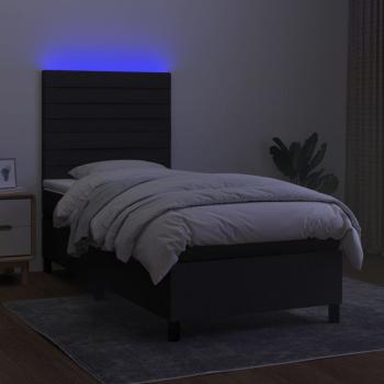 Boxspringbett mit Matratze & LED Schwarz 100x200 cm Stoff