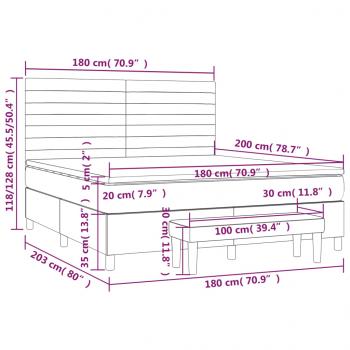 Boxspringbett mit Matratze Hellgrau 180x200 cm Samt