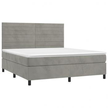 Boxspringbett mit Matratze Hellgrau 180x200 cm Samt