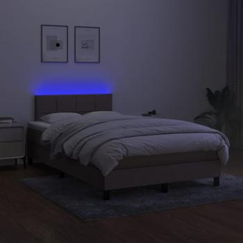 Boxspringbett mit Matratze & LED Taupe 120x200 cm Stoff