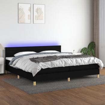 ARDEBO.de - Boxspringbett mit Matratze & LED Schwarz 200x200 cm Stoff