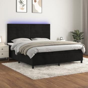 ARDEBO.de - Boxspringbett mit Matratze & LED Schwarz 180x200 cm Samt