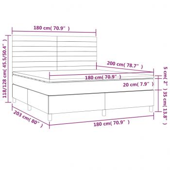 Boxspringbett mit Matratze & LED Schwarz 180x200 cm Samt