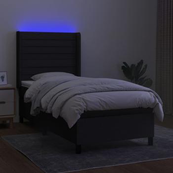 Boxspringbett mit Matratze & LED Schwarz 100x200 cm Stoff