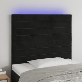 ARDEBO.de - LED Kopfteil Schwarz 90x5x118/128 cm Samt