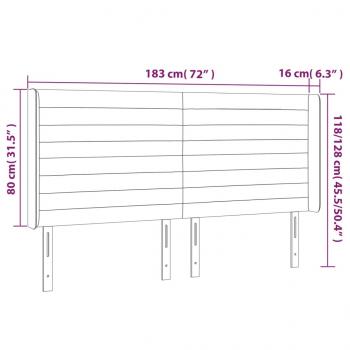 LED Kopfteil Dunkelgrau 183x16x118/128 cm Samt