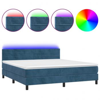 Boxspringbett mit Matratze & LED Dunkelblau 180x200 cm Samt