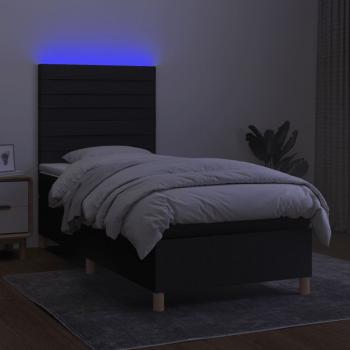 Boxspringbett mit Matratze & LED Schwarz 90x200 cm Stoff