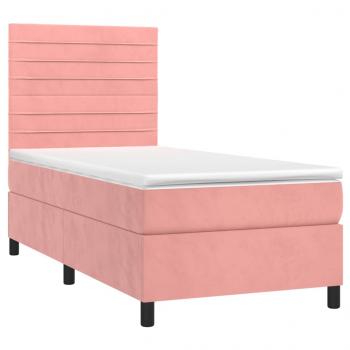 Boxspringbett mit Matratze & LED Rosa 90x190 cm Samt