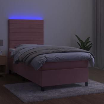 Boxspringbett mit Matratze & LED Rosa 90x190 cm Samt