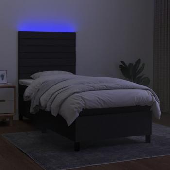 Boxspringbett mit Matratze & LED Schwarz 90x190 cm Stoff