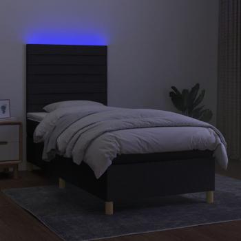 Boxspringbett mit Matratze & LED Schwarz 90x190 cm Stoff