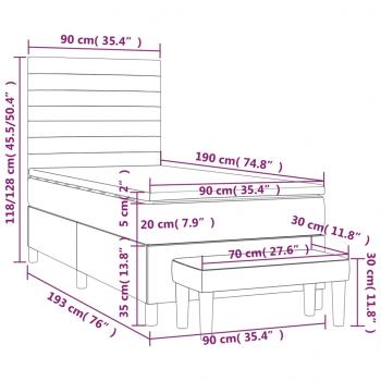 Boxspringbett mit Matratze Schwarz 90x190 cm Stoff