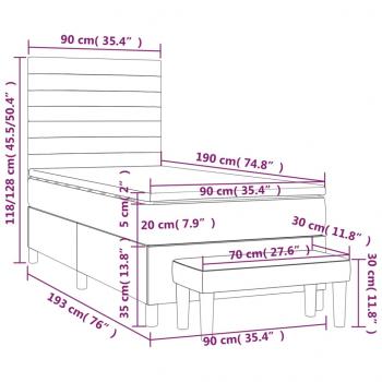 Boxspringbett mit Matratze Hellgrau 90x190 cm Samt