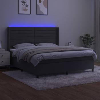 Boxspringbett mit Matratze & LED Dunkelgrau 180x200 cm Samt