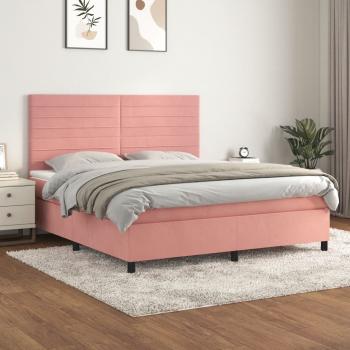 ARDEBO.de - Boxspringbett mit Matratze Rosa 180x200 cm Samt