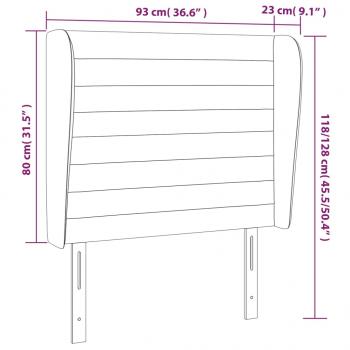 Kopfteil mit Ohren Dunkelgrau 93x23x118/128 cm Samt