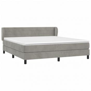 Boxspringbett mit Matratze Hellgrau 180x200 cm Samt