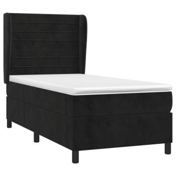 Boxspringbett mit Matratze Schwarz 90x190 cm Samt