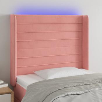 ARDEBO.de - LED Kopfteil Rosa 93x16x118/128 cm Samt