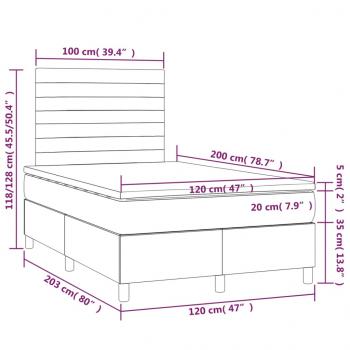 Boxspringbett mit Matratze & LED Schwarz 120x200 cm Stoff