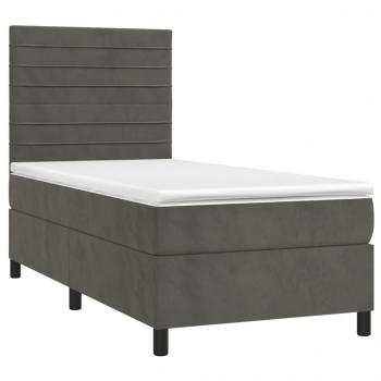 Boxspringbett mit Matratze & LED Dunkelgrau 90x190 cm Samt