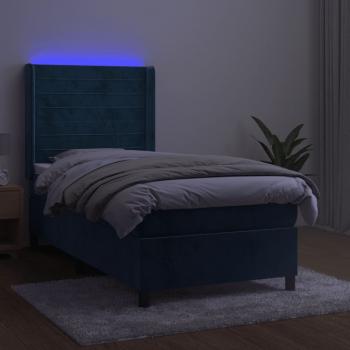 Boxspringbett mit Matratze & LED Dunkelblau 90x200 cm Samt