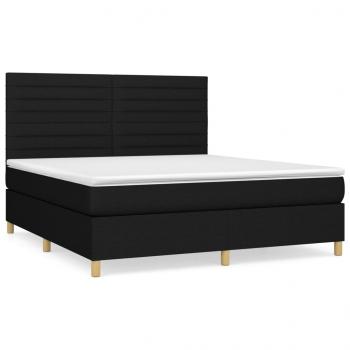 Boxspringbett mit Matratze Schwarz 180x200 cm Stoff