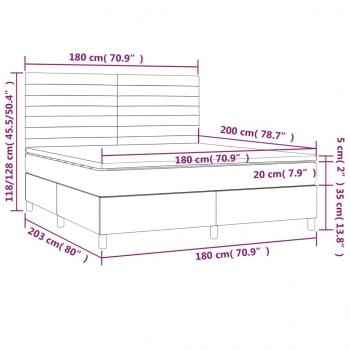 Boxspringbett mit Matratze Schwarz 180x200 cm Stoff